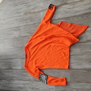 Miss City neon orange asymmetrical sweater one size